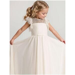 Flutter Sleeves A-line Flower Girl Dress